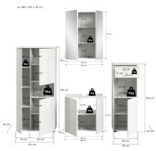 Badezimmer-Set >Vira< (4-teilig) in weiß / weiß hochglanz - 188x190x34cm (BxHxT)