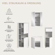 Badezimmer-Set >Vira< (4-teilig) in weiß / weiß hochglanz - 188x190x34cm (BxHxT)