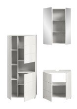 Badezimmer-Set >Vira< (3-teilig) in weiß / weiß hochglanz - 135x190x34cm (BxHxT)