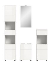 Badezimmer-Set >Vira< (4-teilig) in weiß / weiß hochglanz - 144x190x34cm (BxHxT)
