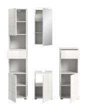 Badezimmer-Set >Vira< (4-teilig) in weiß / weiß hochglanz - 144x190x34cm (BxHxT)