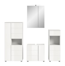 Badezimmer-Set >Vira< (4-teilig) in weiß / weiß hochglanz - 188x190x34cm (BxHxT)