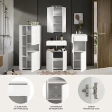 Badezimmer-Set >Vira< (4-teilig) in weiß / weiß hochglanz - 188x190x34cm (BxHxT)