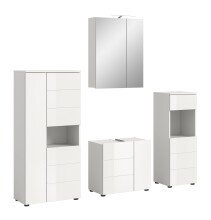 Badezimmer-Set >Vira< (4-teilig) in weiß / weiß hochglanz - 188x190x34cm (BxHxT)