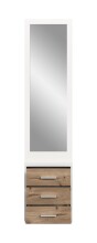 Kompaktgarderobe >Polo< 3 Schübe, weiß / nox oak / Spiegel - 45x190x38cm (BxHxT)