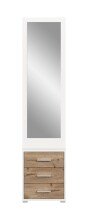 Kompaktgarderobe >Polo< 3 Schübe, weiß / nox oak / Spiegel - 45x190x38cm (BxHxT)