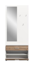 Kompaktgarderobe >Polo< Schublade + Klappe, weiß / nox oak / Spiegel - 80x190x38cm (BxHxT)