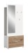 Kompaktgarderobe >Polo< Schublade + Klappe, weiß / nox oak / Spiegel - 80x190x38cm (BxHxT)
