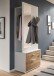 Kompaktgarderobe >Polo< Schublade + Klappe, weiß / nox oak / Spiegel - 80x190x38cm (BxHxT)