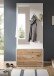 Kompaktgarderobe >Polo< Schublade + Klappe, weiß / nox oak / Spiegel - 80x190x38cm (BxHxT)