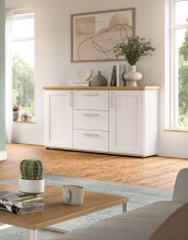 Sideboard >Verona< 2 Türen, 3 Schübe, Sibiu Lärche Dekor - 129x80x40cm (BxHxT)