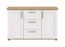 Sideboard >Verona< 2 Türen, 3 Schübe, Sibiu Lärche Dekor - 129x80x40cm (BxHxT)