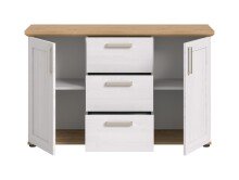 Sideboard >Verona< 2 Türen, 3 Schübe, Sibiu Lärche Dekor - 129x80x40cm (BxHxT)