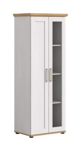 Vitrine >Verona< 2 Türen, re./ li. montierbar, Sibiu Lärche Dekor - 64x161x37cm (BxHxT)