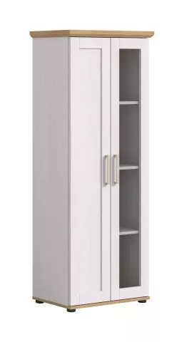 Vitrine >Verona< 2 Türen, re./ li. montierbar, Sibiu Lärche Dekor - 64x161x37cm (BxHxT)