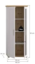Vitrine >Verona< 2 Türen, re./ li. montierbar, Sibiu Lärche Dekor - 64x161x37cm (BxHxT)
