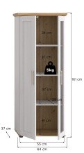 Vitrine >Verona< 2 Türen, re./ li. montierbar, Sibiu Lärche Dekor - 64x161x37cm (BxHxT)
