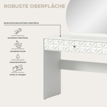 Schminktisch >Prisma< mit Schublade, in Weiß / Spiegel - 90x133x39cm (BxHxT)