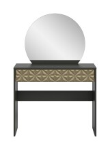 Schminktisch >Prisma< mir Schubladen, schwarz / goldfarbig / Spiegel - 90x133x39cm (BxHxT)