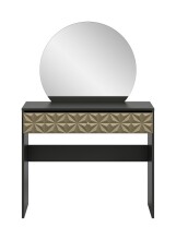 Schminktisch >Prisma< mir Schubladen, schwarz / goldfarbig / Spiegel - 90x133x39cm (BxHxT)