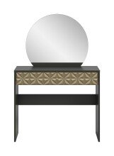 Schminktisch >Prisma< mir Schubladen, schwarz / goldfarbig / Spiegel - 90x133x39cm (BxHxT)
