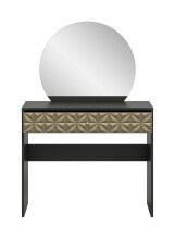 Schminktisch >Prisma< mir Schubladen, schwarz / goldfarbig / Spiegel - 90x133x39cm (BxHxT)