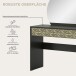 Schminktisch >Prisma< mir Schubladen, schwarz / goldfarbig / Spiegel - 90x133x39cm (BxHxT)