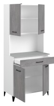 Mehrzweckschrank-Set >Malice 3< (2-teilig) Buffetschrank + Beistelschrank, in Beton Optik hell / Weiss
