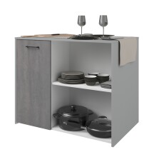 Mehrzweckschrank-Set >Malice 3< (2-teilig) Buffetschrank + Beistelschrank, in Beton Optik hell / Weiss