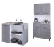 Mehrzweckschrank-Set >Malice 3< (2-teilig) Buffetschrank + Beistelschrank, in Beton Optik hell / Weiss