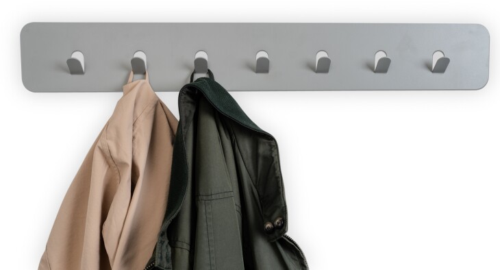 Garderobenleiste >Tilly 3< 7 Haken, in grau, Metall - 70x10x3cm (LxHxT)