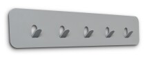 Garderobenleiste >Tilly 2< 5 Haken, in grau, Metall - 50x10x3cm (BxHxT)