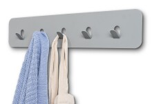 Garderobenleiste >Tilly 2< 5 Haken, in grau, Metall - 50x10x3cm (BxHxT)