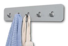 Garderobenleiste >Tilly 2< 5 Haken, in grau, Metall - 50x10x3cm (BxHxT)