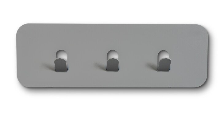 Garderobenleiste >Tilly 1< 3 Haken, in grau, Metall - 30x10x3cm (BxHxT)