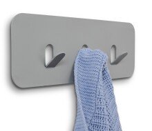 Garderobenleiste >Tilly 1< 3 Haken, in grau, Metall - 30x10x3cm (BxHxT)
