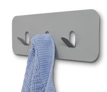 Garderobenleiste >Tilly 1< 3 Haken, in grau, Metall - 30x10x3cm (BxHxT)