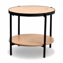 Beistelltisch >Pina 1< Ablageboden, Artisaneiche Dekor, MDF + Metall - 45x52cm (HxD)