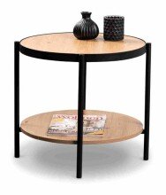 Beistelltisch >Pina 1< Ablageboden, Artisaneiche Dekor, MDF + Metall - 45x52cm (HxD)
