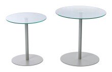 Satztisch >Lia< (2er-Set) in klarglas / beige - Ø/H: 40/45 cm + Ø/H: 50/50 cm