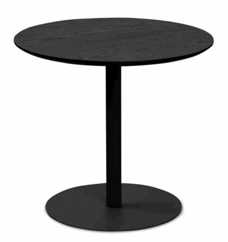 Beistelltisch >Ida 1< runde Form, in Esche Dekor schwarz, Metall+ MDF - 43x48cm (HxD)