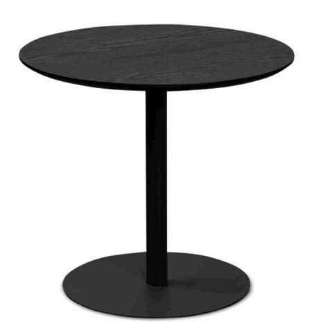 Beistelltisch >Ida 1< runde Form, in Esche Dekor schwarz, Metall+ MDF - 43x48cm (HxD)