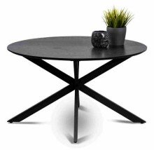Couchtisch >Paul< runde Form, in Esche Dekor schwarz, Metall + MDF - 45x80cm (HxD)