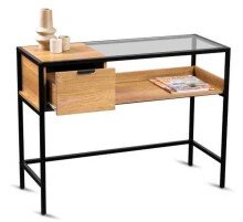 Konsolentisch >Mandurah 4< Schublade, Ablage, in Dekor Eiche / schwarz - 100x40x75 (BxHxT)