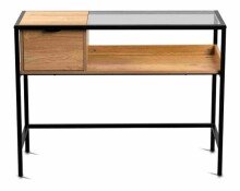 Konsolentisch >Mandurah 4< Schublade, Ablage, in Dekor Eiche / schwarz - 100x40x75 (BxHxT)