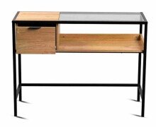 Konsolentisch >Mandurah 4< Schublade, Ablage, in Dekor Eiche / schwarz - 100x40x75 (BxHxT)