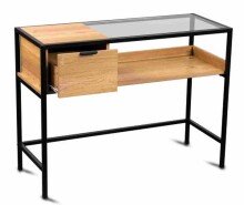 Konsolentisch >Mandurah 4< Schublade, Ablage, in Dekor Eiche / schwarz - 100x40x75 (BxHxT)