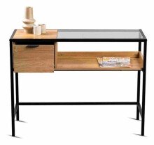 Konsolentisch >Mandurah 4< Schublade, Ablage, in Dekor Eiche / schwarz - 100x40x75 (BxHxT)