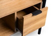 Beistelltisch >Mandurah 1< Schublade, Ablagen, Eiche Dekor, Metall + MDF - 48x55x35cm (BxHxT)