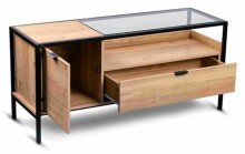 Lowboard >Mandurah 3< mit Tür + Schublade, in Eiche Dekor / schwarz - 120x55x40 (BxHxT)
